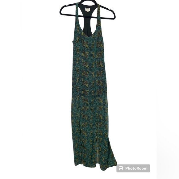RVCA Glenn Racerback Flowy Front Slit Printed chiffon Maxi Dress Sz XS - Picture 2 of 11